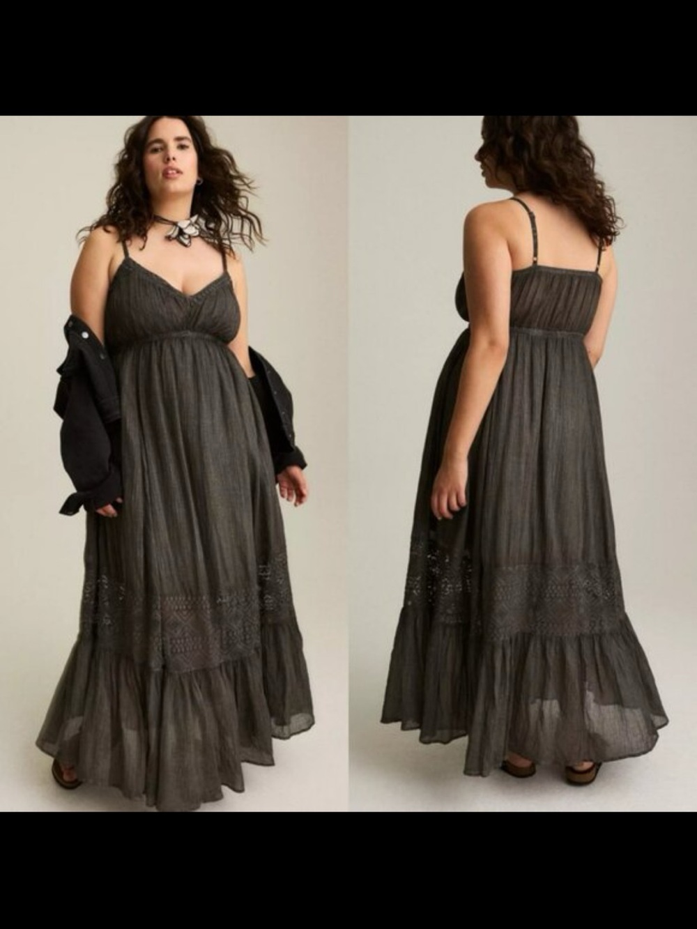 Torrid 1 Festi Lace Trim Maxi Dress 1X 14/16 NWT